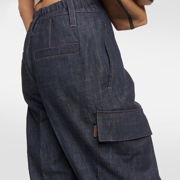 Brunello Cucinelli Jeans Monili Tab Tapered Leg Blue Denim 100% Cotton Size 4 - Picture 1 of 10